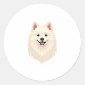 Amerikaanse Eskimo Dog Ronde Sticker (Voorkant)