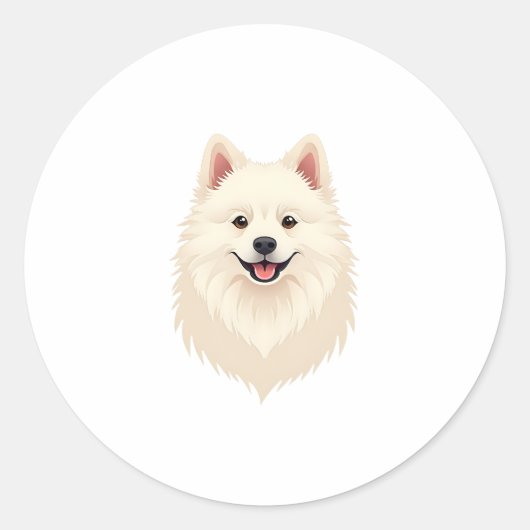 Amerikaanse Eskimo Dog Ronde Sticker (Voorkant)
