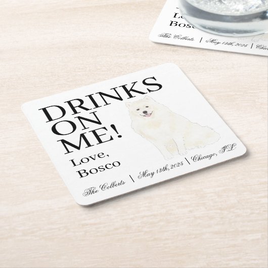 Amerikaanse Eskimo Dog Samoyed Wedding Kartonnen Onderzetters (Schuin)