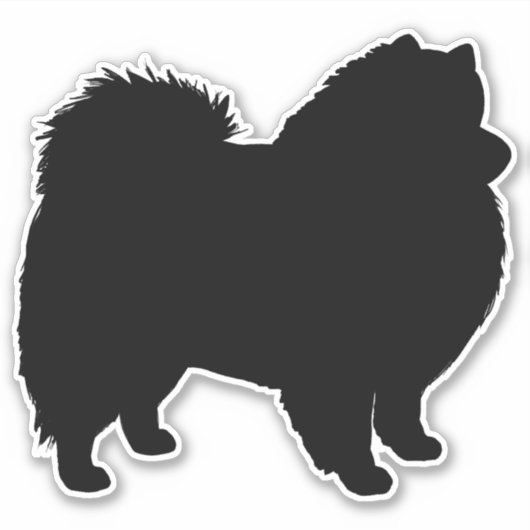Amerikaanse Eskimo Dog Silhouet Eskie Vinyl Sticke Sticker (Voorkant)