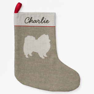 Amerikaanse Eskimo Dog Silhouette Eskie Holiday Kleine Kerstsok