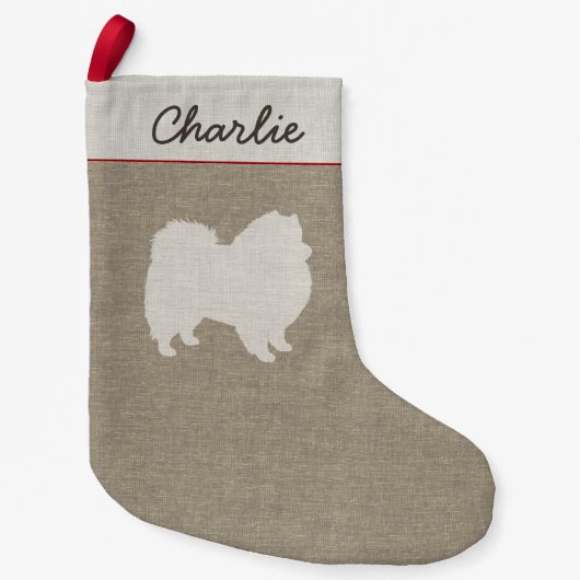 Amerikaanse Eskimo Dog Silhouette Eskie Holiday Kleine Kerstsok (Voorkant)