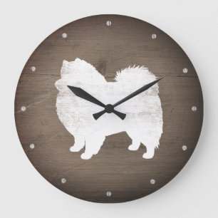 Amerikaanse Eskimo Dog Silhouette Rustic Grote Klok