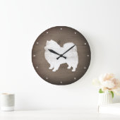 Amerikaanse Eskimo Dog Silhouette Rustic Grote Klok (Huis)