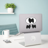 Amerikaanse Eskimo Dog Silhouette Vinyl Sticker Se (Laptop op bureau)