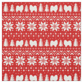 Amerikaanse Eskimo Dog Silhouettes Eskies Kerstmis Stof (Swatch)