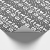 Amerikaanse Eskimo Dog Silhouettes kerstmis Cadeaupapier (Hoek)