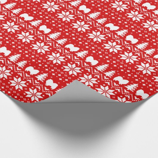 Amerikaanse Eskimo Dog Silhouettes kerstmis Cadeaupapier (Hoek)