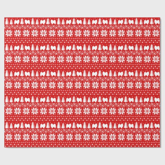 Amerikaanse Eskimo Dog Silhouettes kerstmis Cadeaupapier (Vlak)