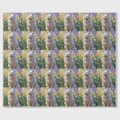 Amerikaanse Eskimo Dog Spring Bloemen Schilderen Cadeaupapier (Vlak)