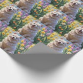 Amerikaanse Eskimo Dog Spring Bloemen Schilderen Cadeaupapier (Hoek)