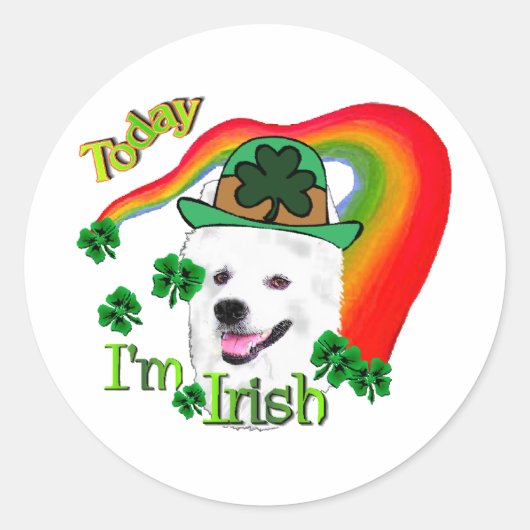 Amerikaanse Eskimo Dog St Patricks Ronde Sticker (Voorkant)