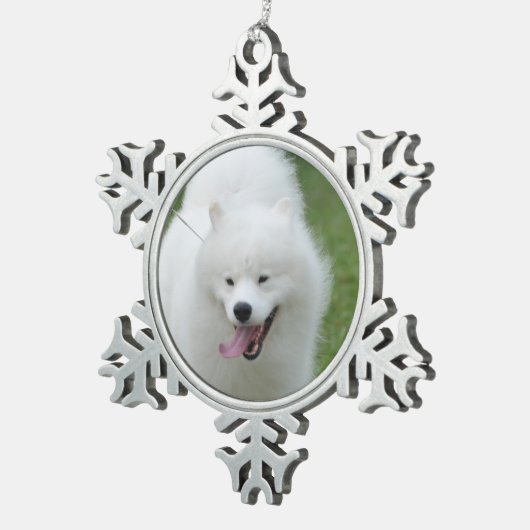 Amerikaanse Eskimo Dog Tin Sneeuwvlok Ornament (Rechts)