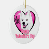 Amerikaanse Eskimo Dog Valentijnsdag Keramisch Ornament (Rechts)