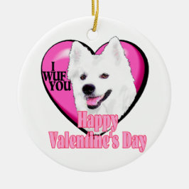Amerikaanse Eskimo Dog Valentijnsdag Keramisch Ornament
