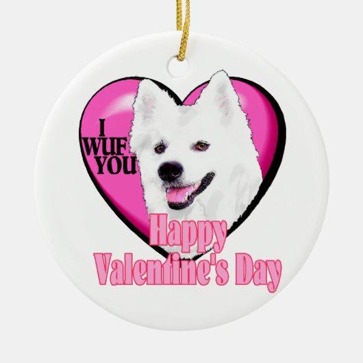 Amerikaanse Eskimo Dog Valentijnsdag Keramisch Ornament (Voorkant)