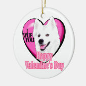 Amerikaanse Eskimo Dog Valentijnsdag Keramisch Ornament (Links)