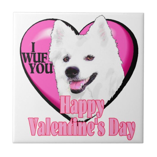Amerikaanse Eskimo Dog Valentijnsdag Tegeltje (Voorkant)