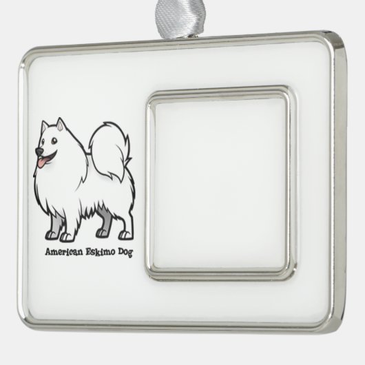 Amerikaanse Eskimo Dog Verzilverd Omlijst Ornament (Links)