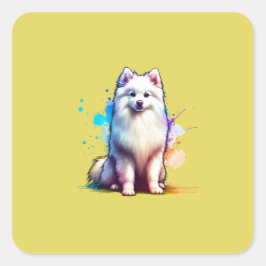 Amerikaanse Eskimo Dog Vierkante Sticker