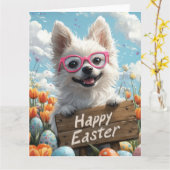 Amerikaanse Eskimo Easter Eggs Kaart (Gele Bloem)