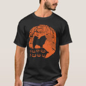Amerikaanse Eskimo en Moon Halloween Hondenliefheb T-shirt (Voorkant)