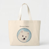 Amerikaanse Eskimo Eskie Puppy Schilderen Schattig Grote Tote Bag (Voorkant)