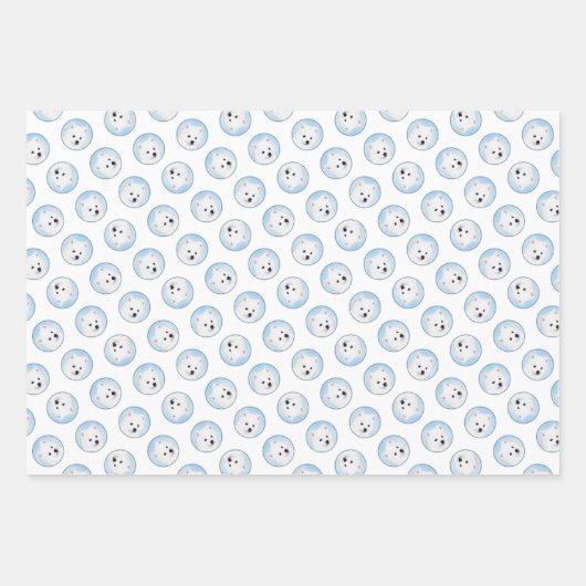 Amerikaanse Eskimo Eskie Puppy Schilderen Schattig Inpakpapier Vel (Voorkant 2)