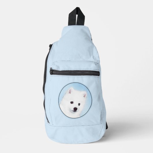 Amerikaanse Eskimo Eskie Puppy Schilderen Schattig Sling Bag (Voorkant)