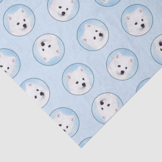 Amerikaanse Eskimo Eskie Puppy Schilderen Schattig Tissuepapier (Detail)