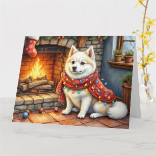 Amerikaanse Eskimo-haard met kerstverlichting Kaart