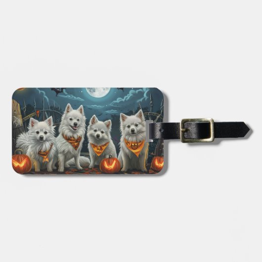 Amerikaanse Eskimo Halloween Griezelen Bagagelabel (Voorkant horizontaal)