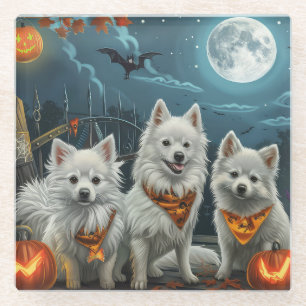 Amerikaanse Eskimo Halloween Griezelig Glazen Onderzetter