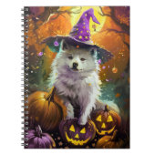 Amerikaanse Eskimo Halloween heks en pompoen Notitieboek (Voorkant)
