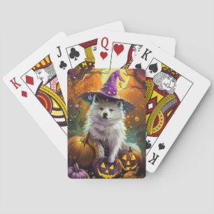 Amerikaanse Eskimo Halloween heks en pompoen Pokerkaarten