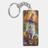 Amerikaanse Eskimo Halloween heks en pompoen Sleutelhanger (Voorkant Links)
