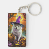 Amerikaanse Eskimo Halloween heks en pompoen Sleutelhanger (achterkant)