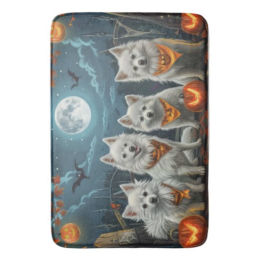 Amerikaanse Eskimo Halloween Spooky Badmat (Voorkant Verticaal)