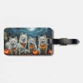 Amerikaanse Eskimo Halloween Spooky Bagagelabel (Achterkant horizontaal)