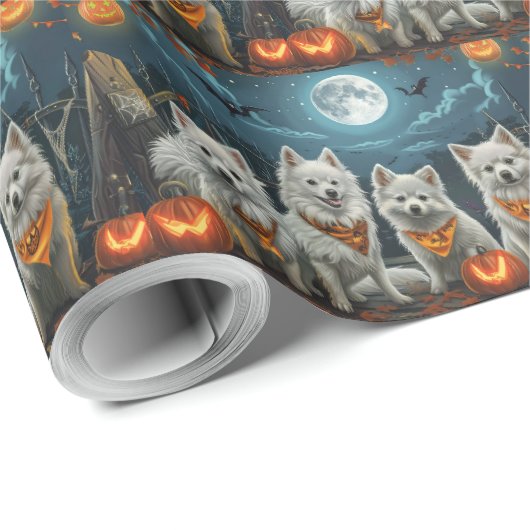 Amerikaanse Eskimo Halloween Spooky Cadeaupapier (Rol Hoek)