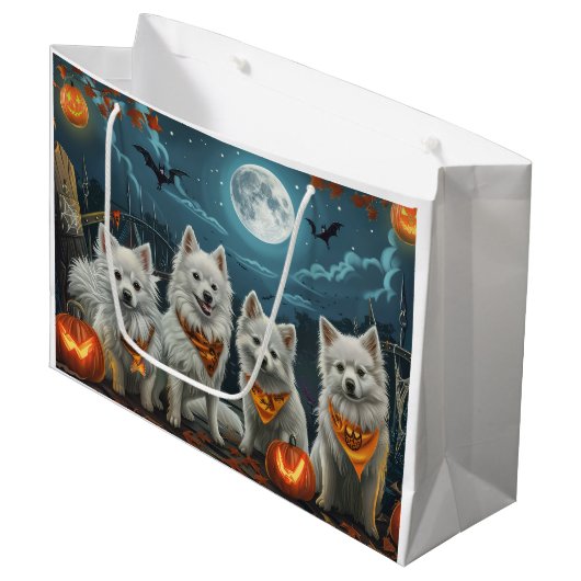 Amerikaanse Eskimo Halloween Spooky Groot Cadeauzakje (Voorkant Gekanteld)