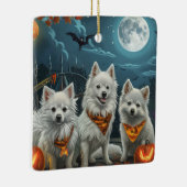 Amerikaanse Eskimo Halloween Spooky Keramisch Ornament (Rechts)