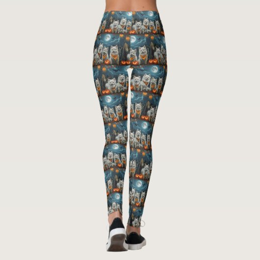 Amerikaanse Eskimo Halloween Spooky Leggings (Achterkant)