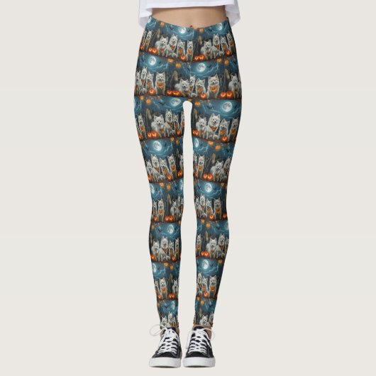 Amerikaanse Eskimo Halloween Spooky Leggings (Voorkant)