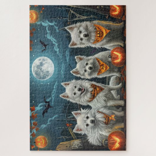 Amerikaanse Eskimo Halloween Spooky Legpuzzel (Verticaal)
