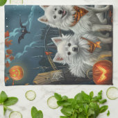 Amerikaanse Eskimo Halloween Spooky Theedoek (Gevouwen)