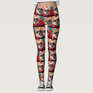 Amerikaanse Eskimo Hartrozen Valentijnsdag Leggings