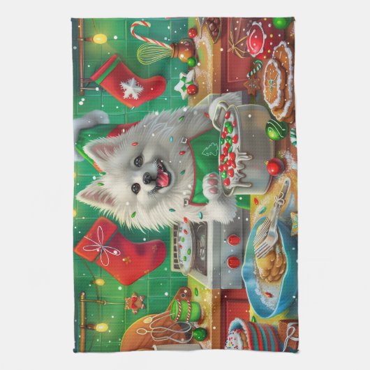 Amerikaanse Eskimo Holiday Baking: feestelijke ker Theedoek (Verticaal)