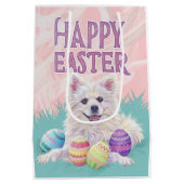 Amerikaanse Eskimo Hond Gelukkig Pasen Medium Cadeauzakje (Achterkant)