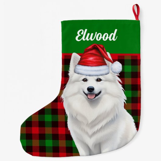 Amerikaanse Eskimo hond gespeeld met naam Grote Kerstsok (Achterkant)